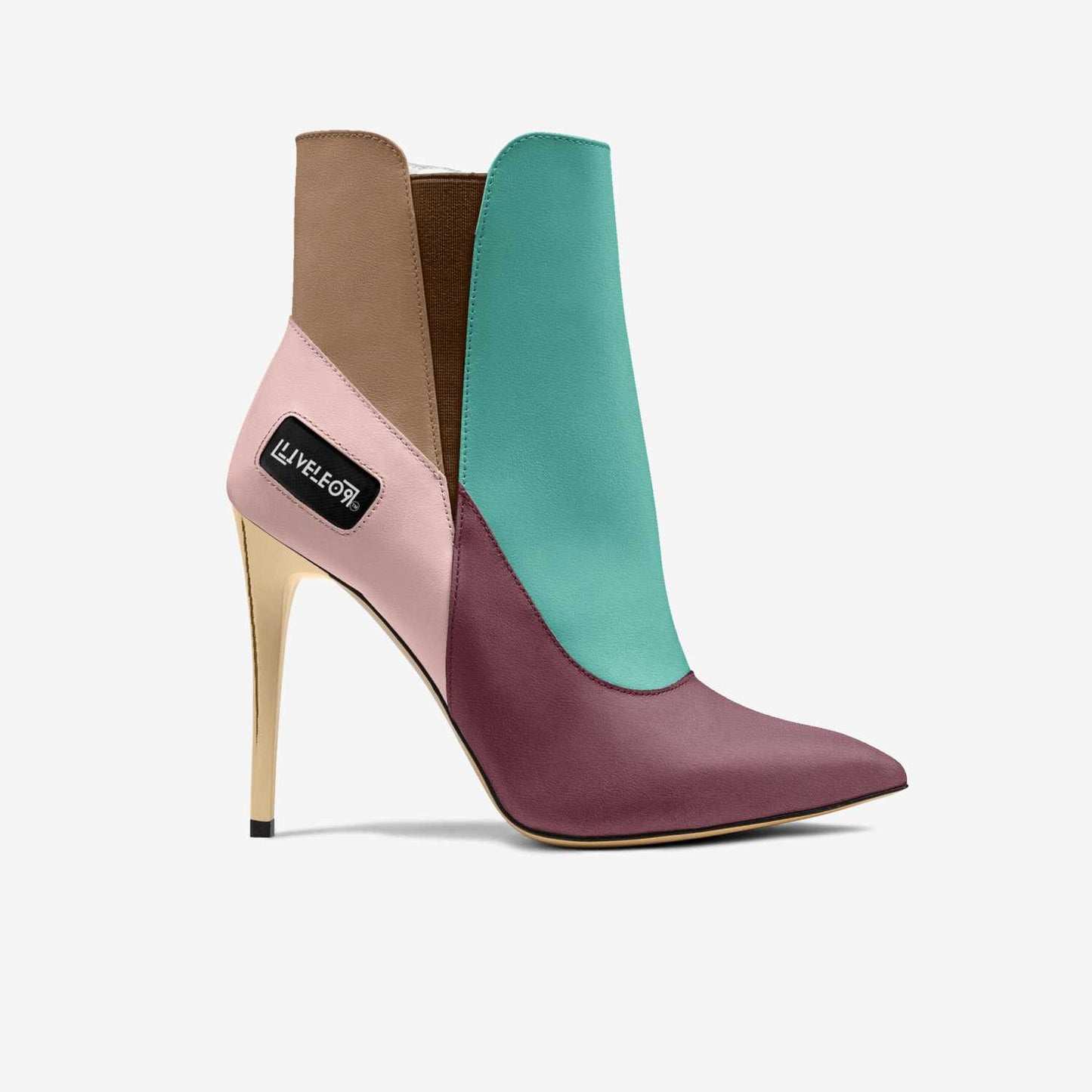 LIVELEO9 Gold Heel Slip On Boot | Lavender | Pink | Beige | Turquoise |
