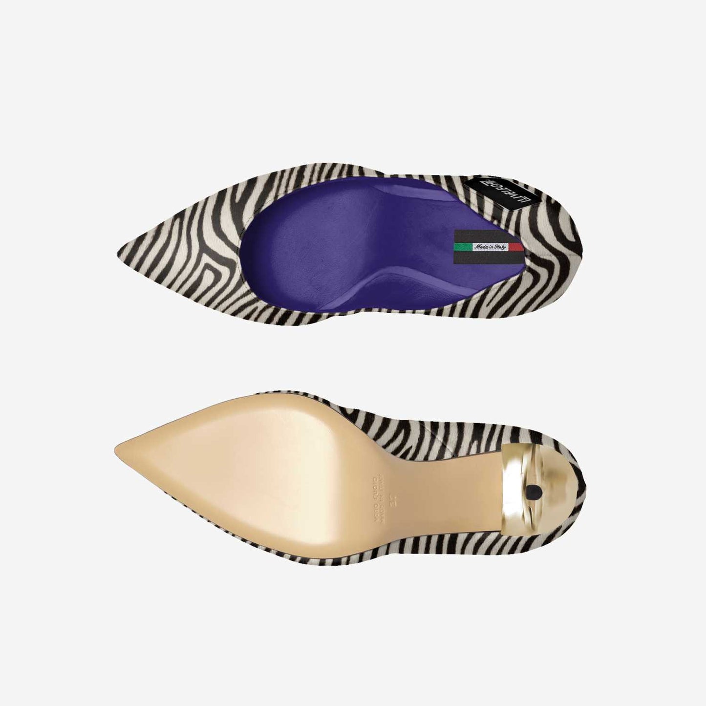 LIVELEO9 Gold Zebra Heel | Black | White | Violet |