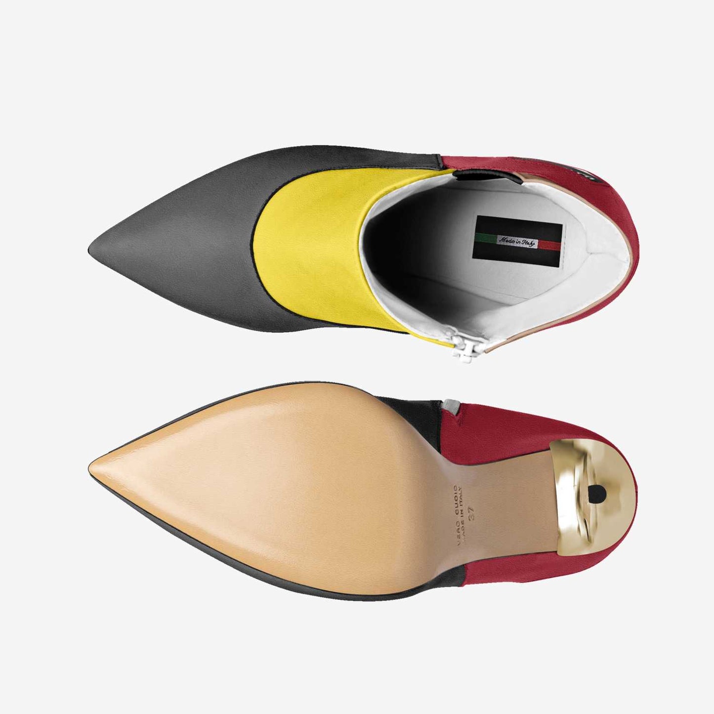 LIVELEO9 Gold Heel Slip On Boot | Red | Yellow | Beige | Black |