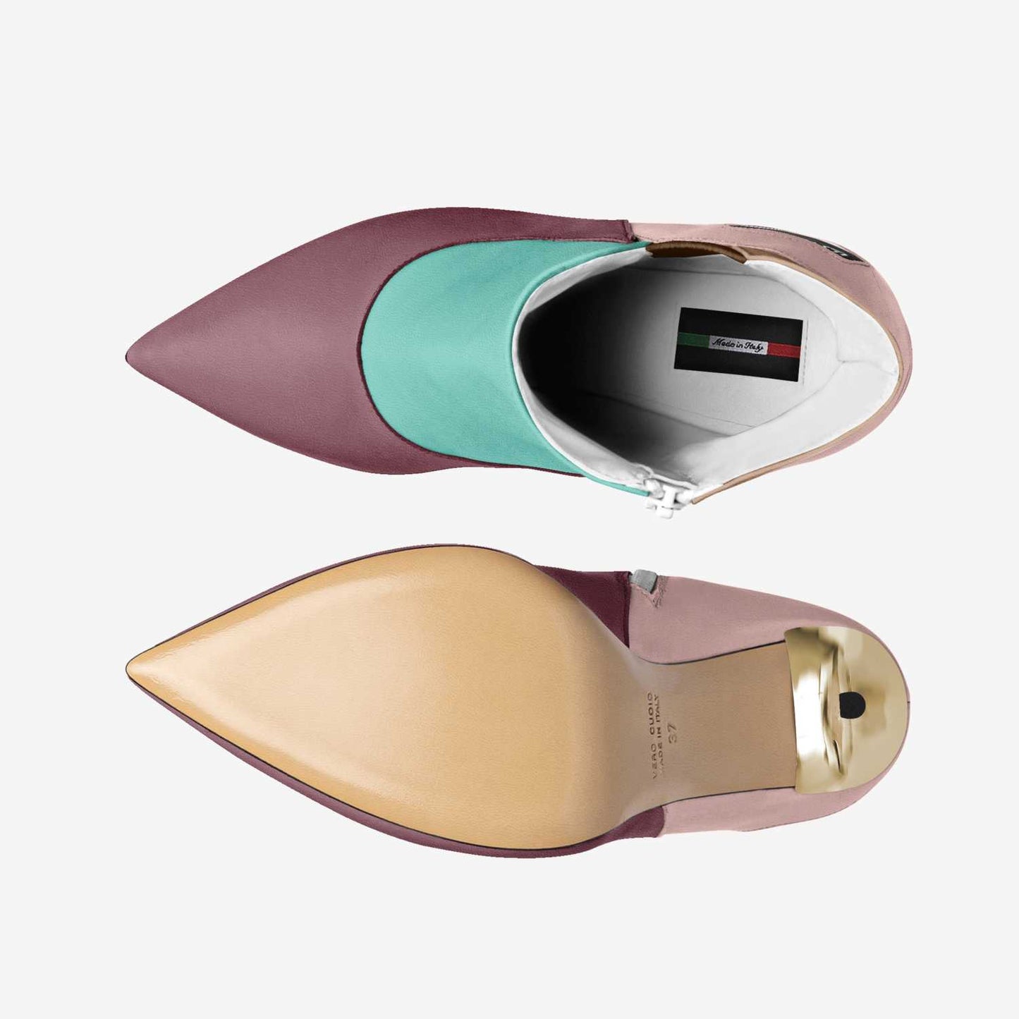 LIVELEO9 Gold Heel Slip On Boot | Lavender | Pink | Beige | Turquoise |