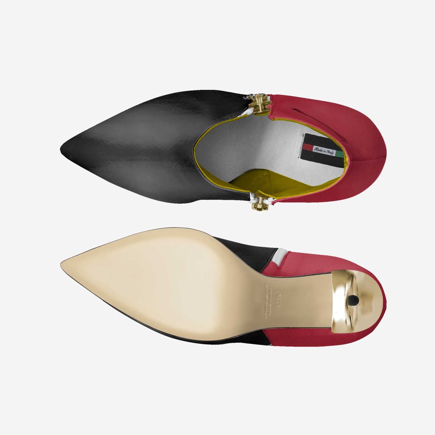LIVELEO9 Gold Heel Slip On Ankle Boot | Red | Yellow | Black | Hounds Tooth |