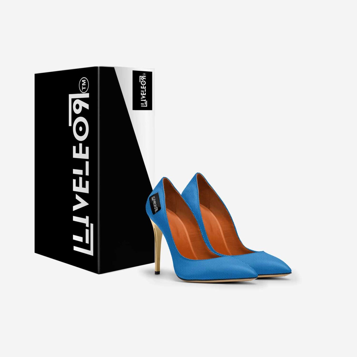 LIVELEO9 Gold Heel | Textured Blue | Gold | Brown |