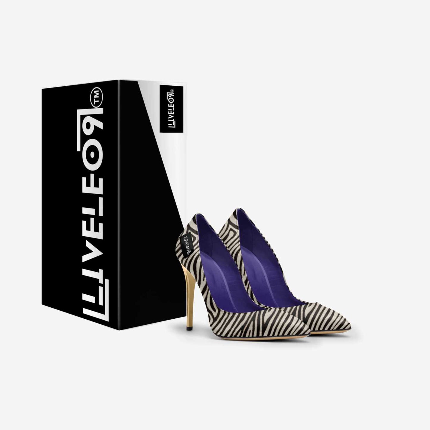 LIVELEO9 Gold Zebra Heel | Black | White | Violet |