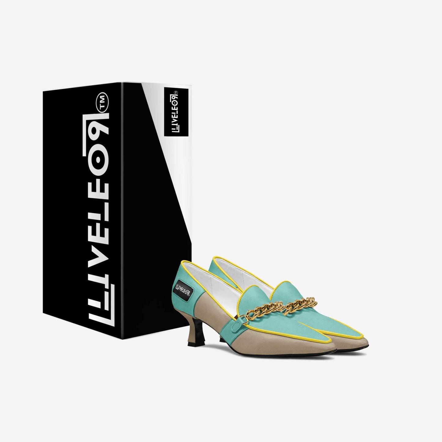 LIVELEO9 Charm Kitten Heel | Turquoise | Yellow | Grey |