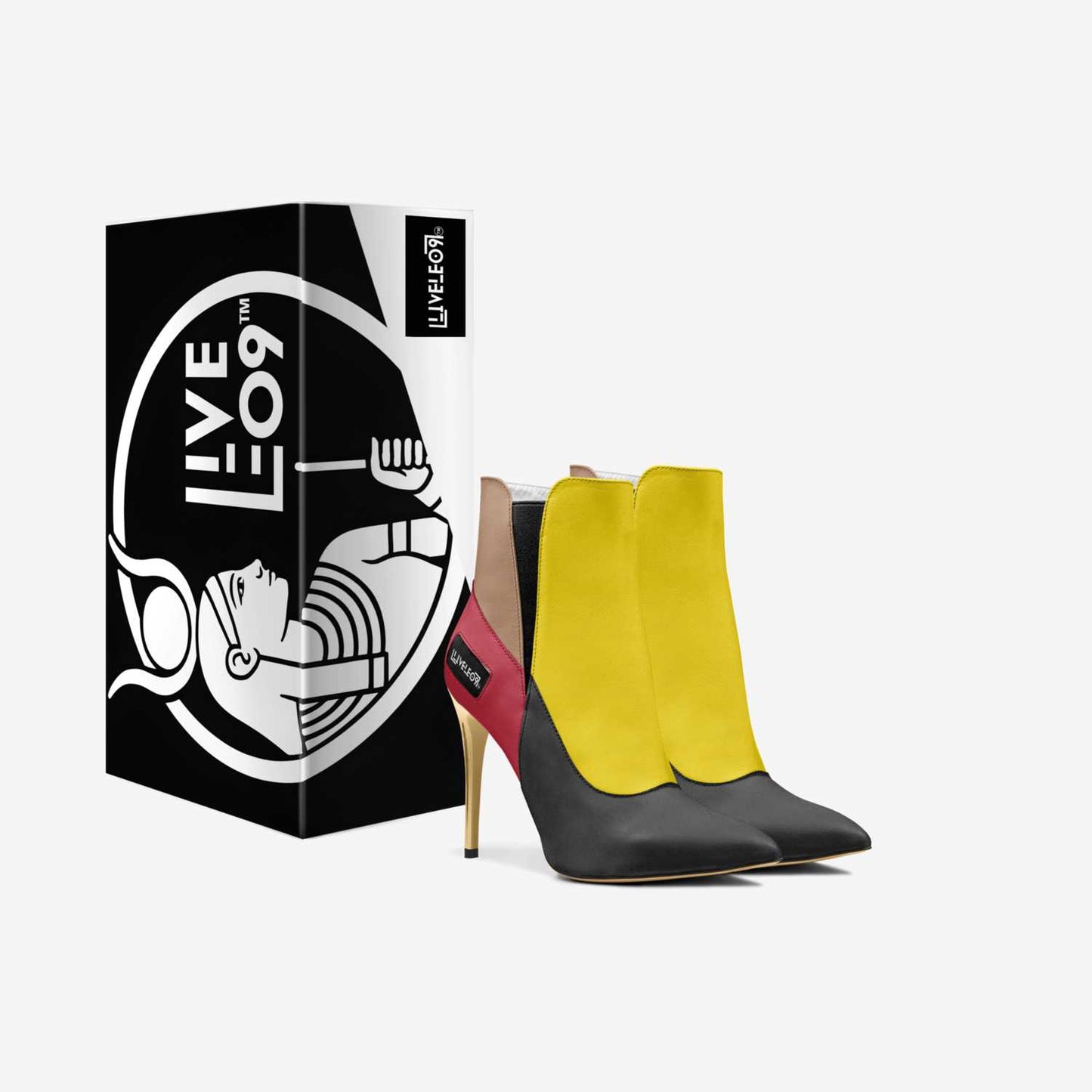 LIVELEO9 Gold Heel Slip On Boot | Red | Yellow | Beige | Black |