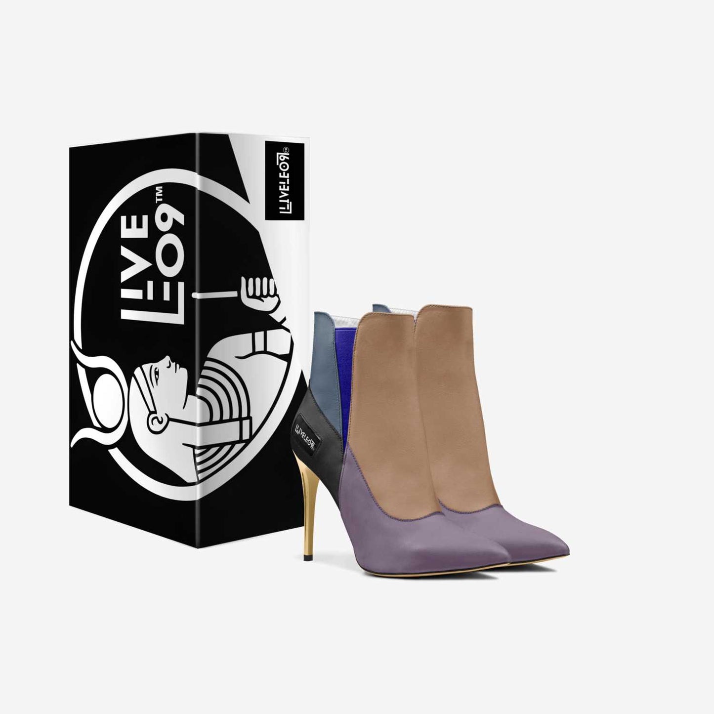 LIVELEO9 Gold Heel Slip On Boot | Brown | Violet | Black | Navy Blue | Light Blue |
