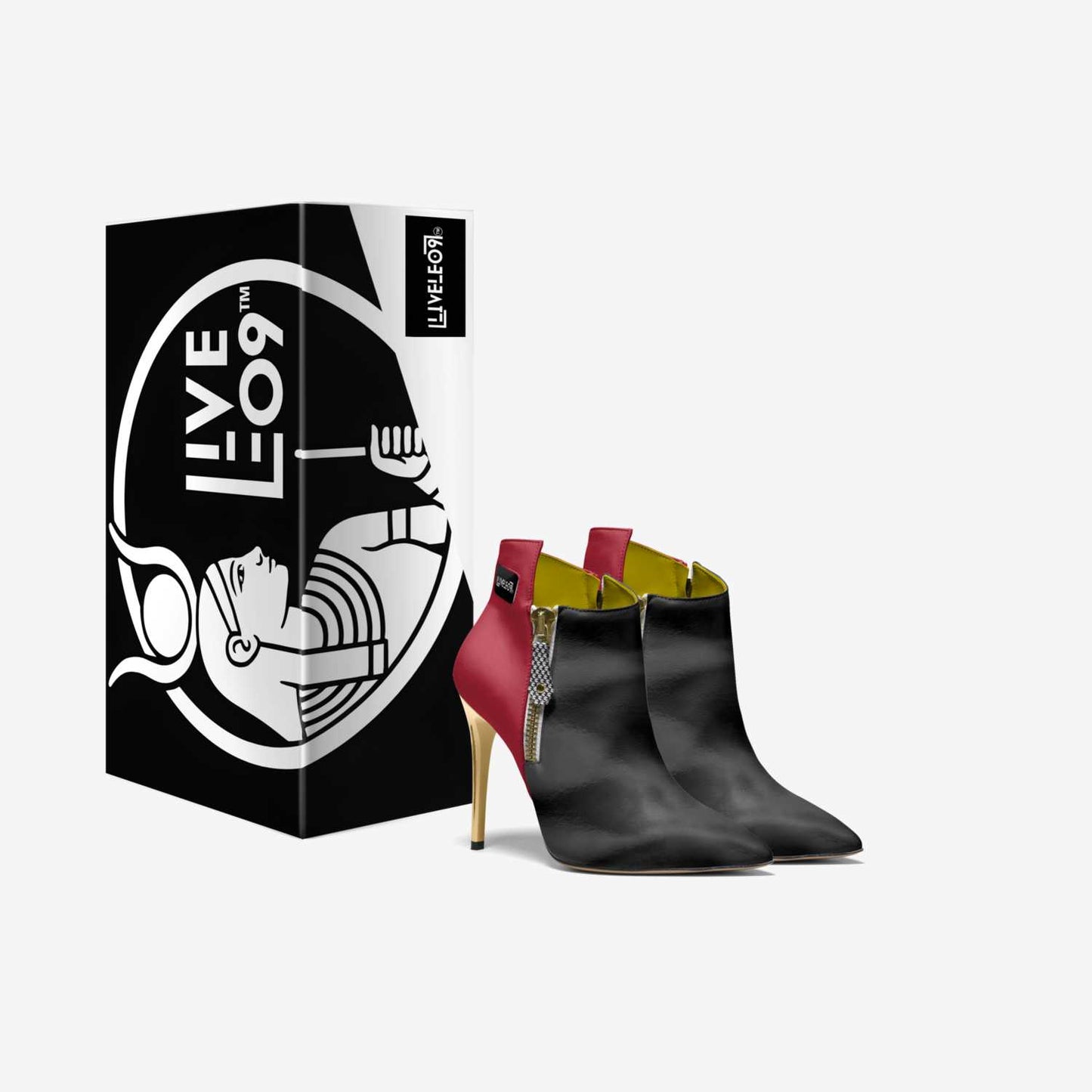 LIVELEO9 Gold Heel Slip On Ankle Boot | Red | Yellow | Black | Hounds Tooth |