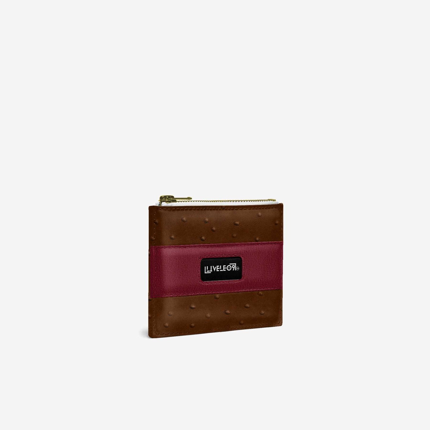 LIVELEO9 Ostrich Wallet | Brown | Red | Yellow |