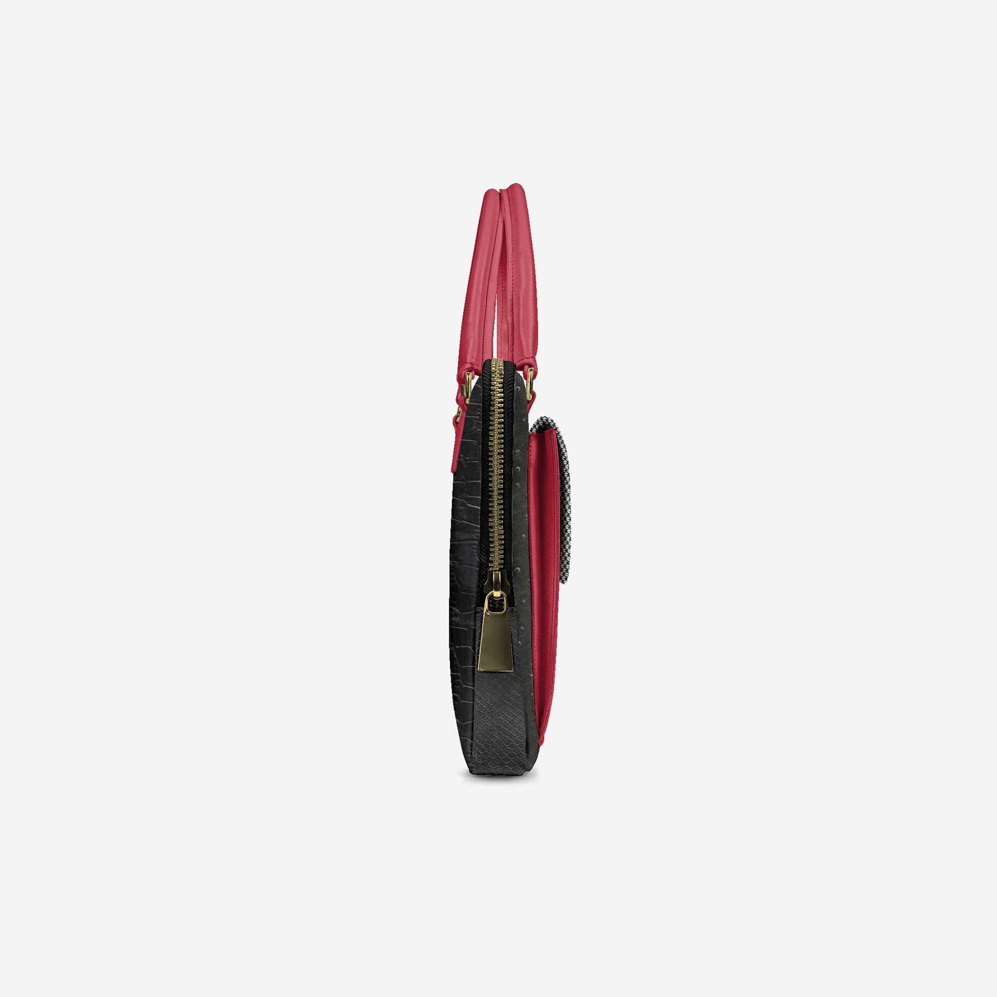 LIVELEO9 Ostrich Leather Laptop Bag | Red | Black | Hound Tooth |