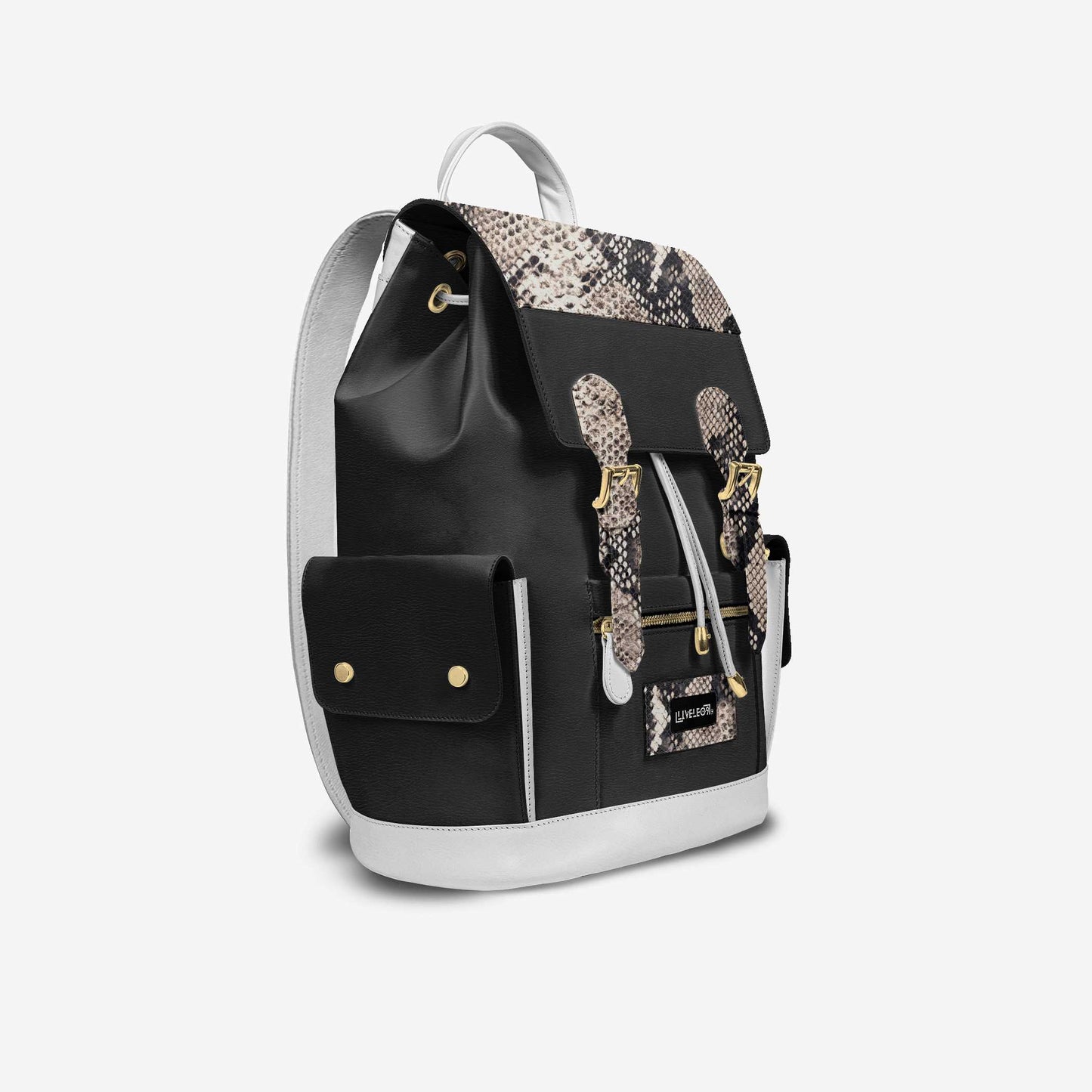 LIVELEO9 Lamb Skin Leather Backpack | Cream | Black | White |