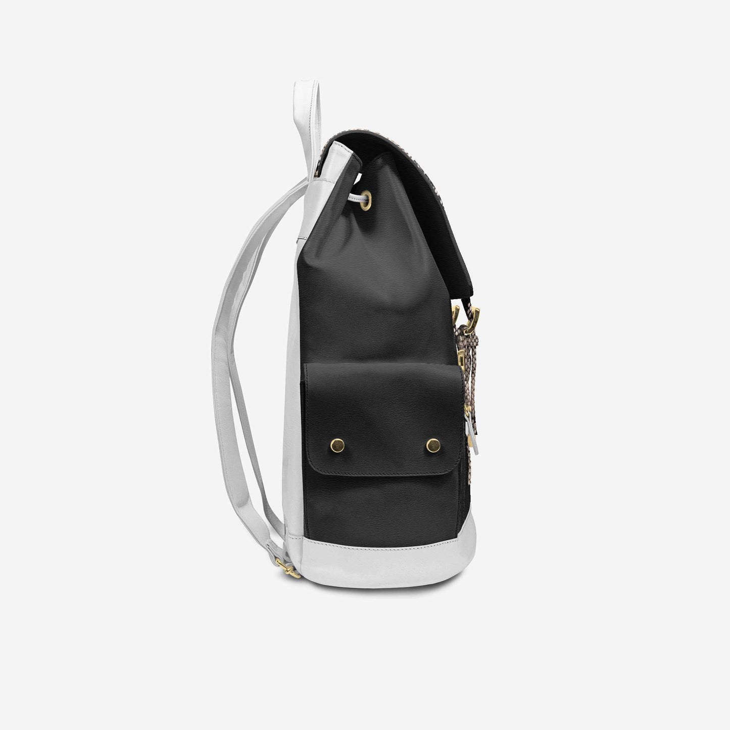 LIVELEO9 Lamb Skin Leather Backpack | Cream | Black | White |