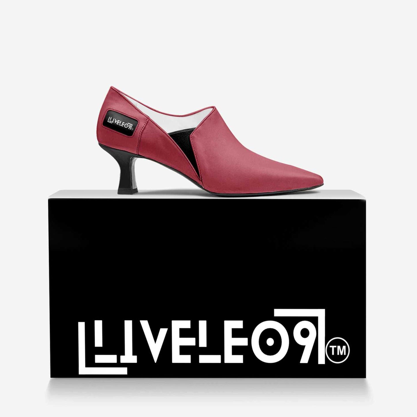LIVELEO9 D'Orsay Kitten Heel | Red | Black |