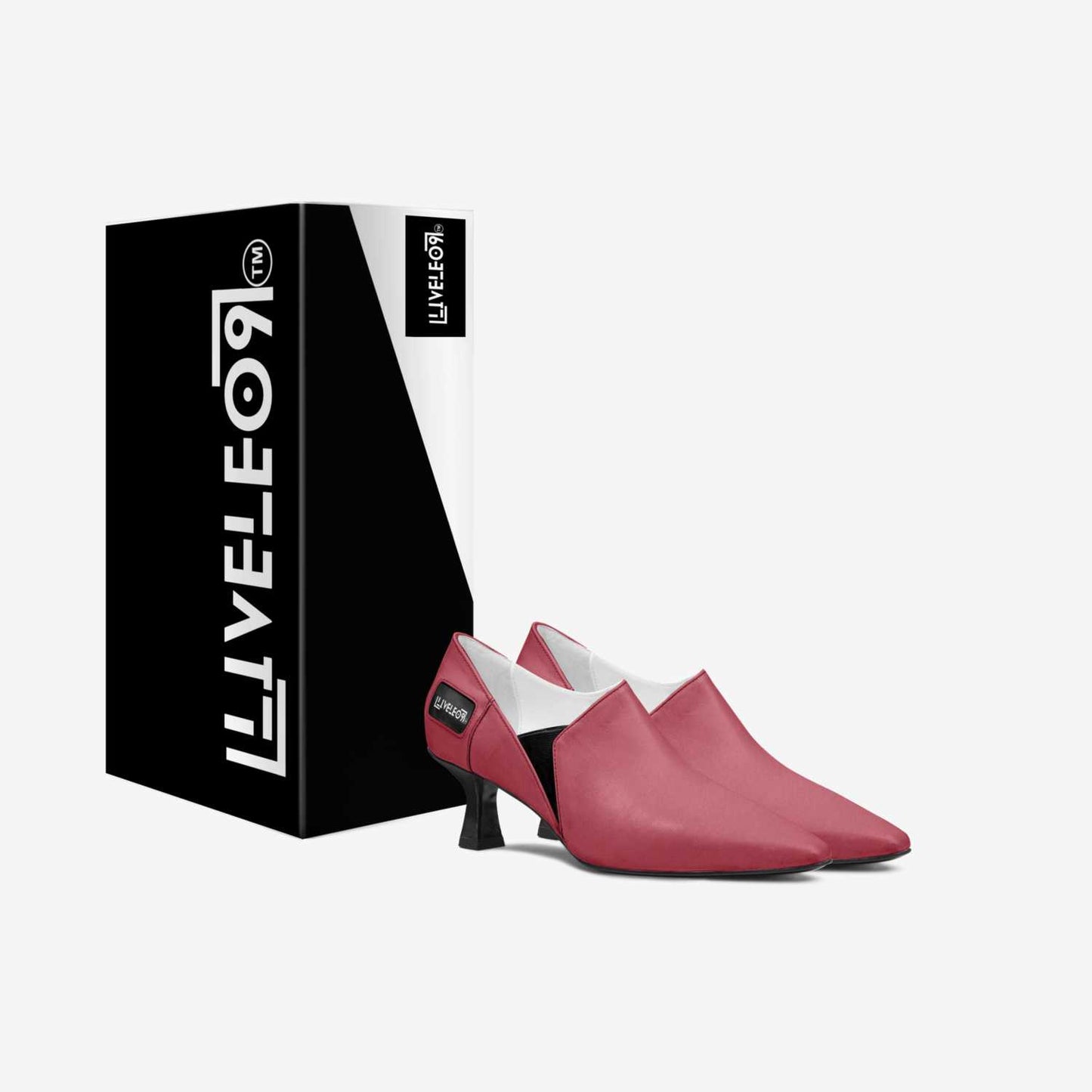 LIVELEO9 D'Orsay Kitten Heel | Red | Black |