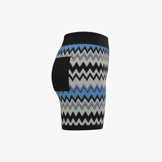 Women's Jacquard Biker Shorts | 12 GG | Light Blue | Grey | Electric Blue | Navy |