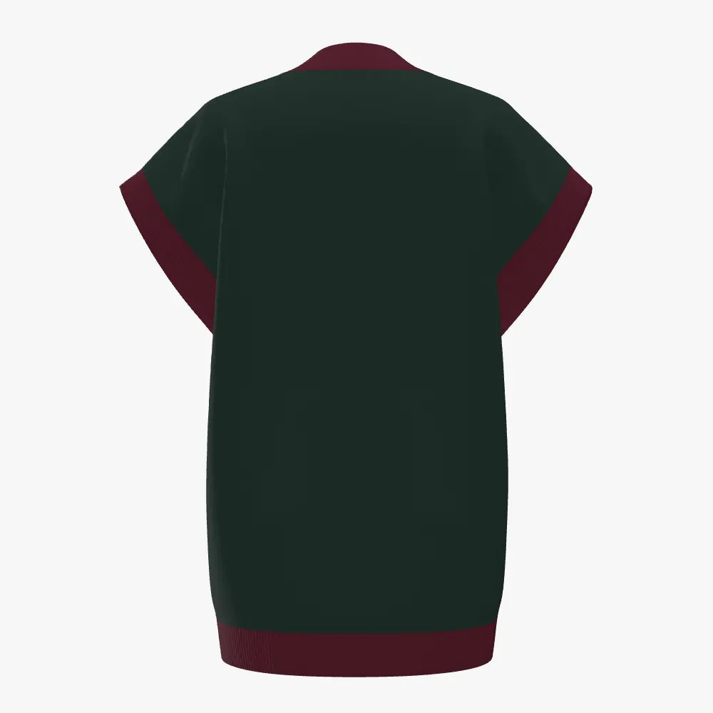 Women's Jacquard Oversized Vest | 12 GG | Maroon | Forrest Green | Yellow |