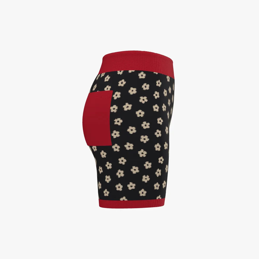Women's Jacquard Biker Shorts | 12 GG | Red | Black | White |