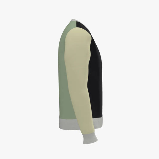 Men's Jacquard Crew Neck Pullover | 12 GG | Black | Olive | Cream | Grey |