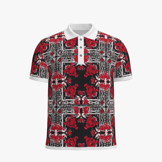 Men's Short Sleeve Jacquard Polo  | 12 GG | Red | Black | White |