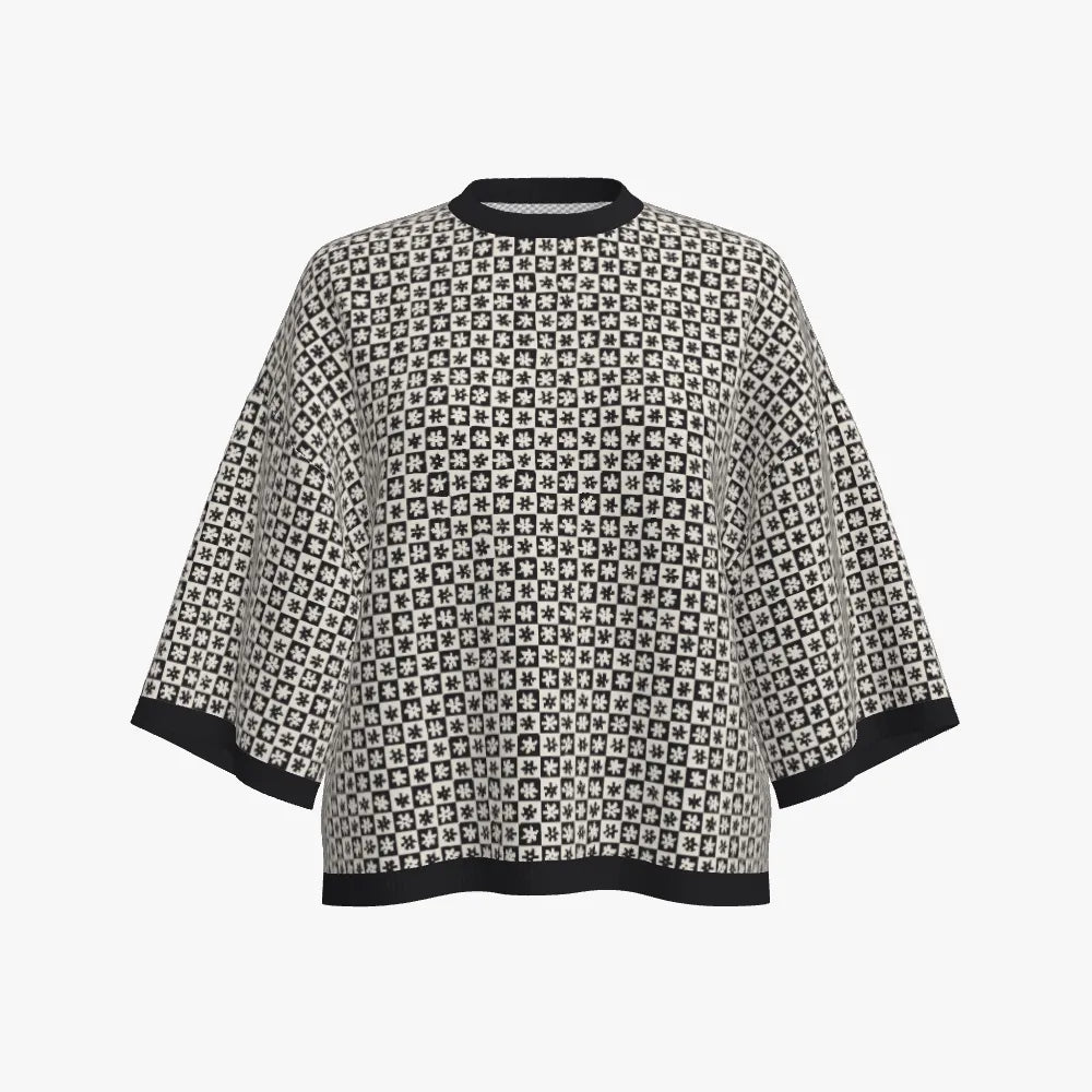 Women's Jacquard Over-sized Tee | 12 GG | Black | White |