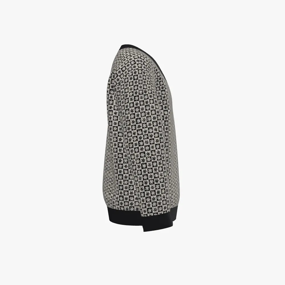 Kid's Jacquard V Neck Pullover | 12 GG | Black | White |