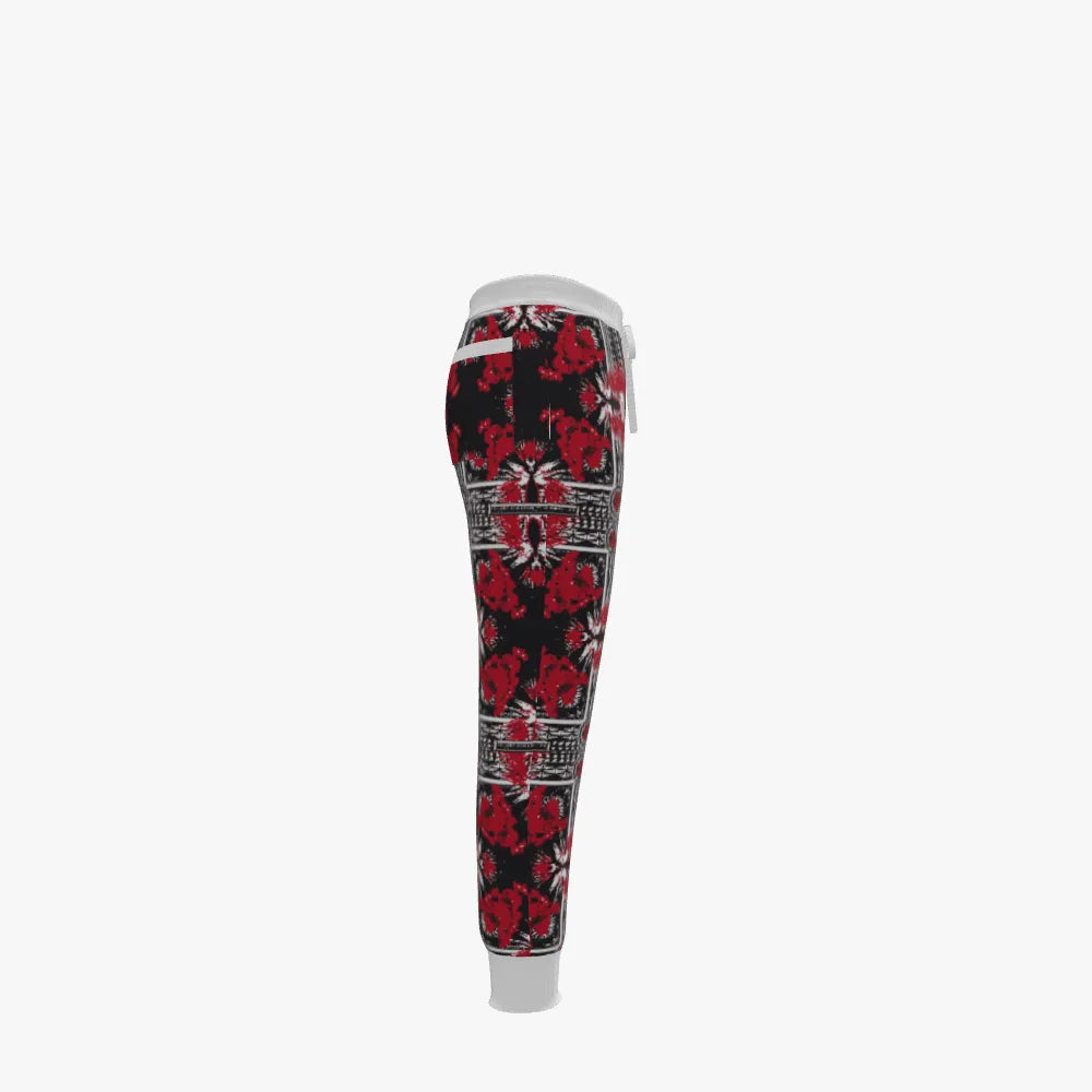 Men's Jacquard Stitch Joggers | 12 GG | Red | Black | White |
