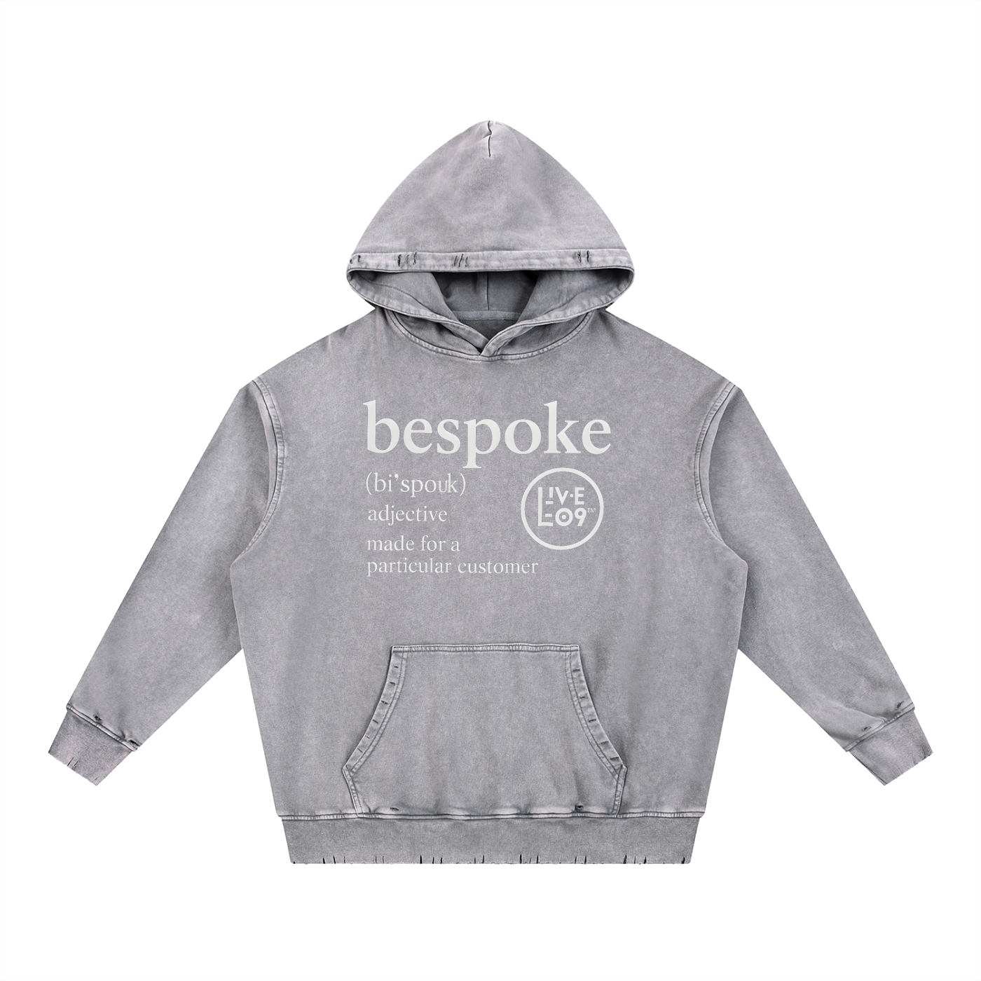 LIVELEO9 Snow Wash Hand-Frayed Heavyweight  Hoodie | Men | Women | 400  GSM | 5 Colors |