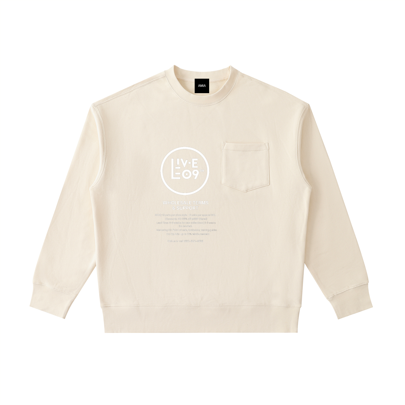 LIVELEO9 Heavyweight Patch Pocket Crewneck Sweatshirt | Men | Women | 380 GSM | 5 Colors |
