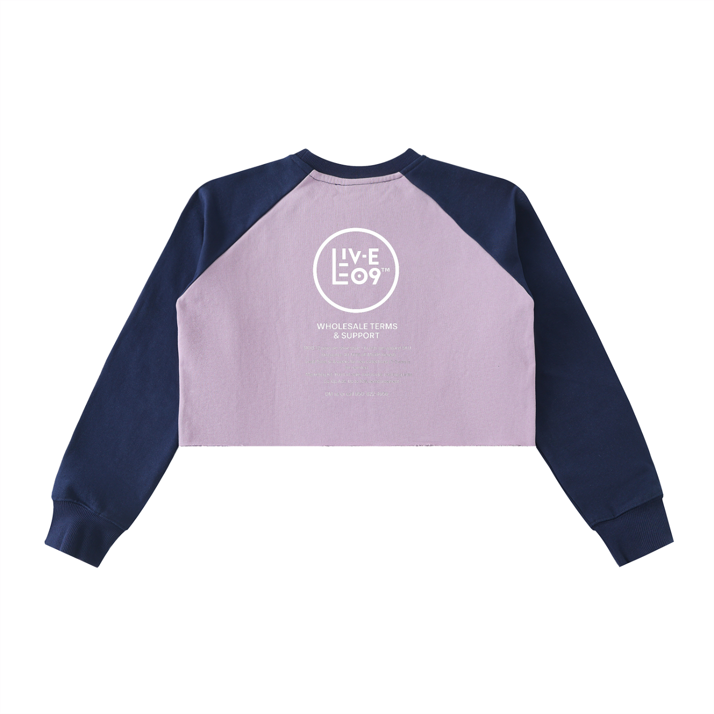 LIVELEO9 Raw-Hem Color-Block Raglan Crop Sweatshirt | Women's | 420 GSM |