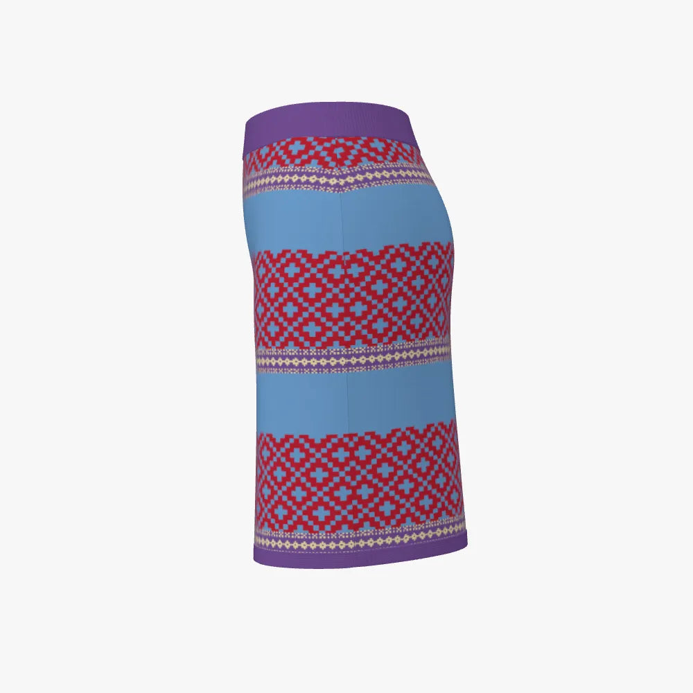 Women's Jacquard Short Skirt | 12 GG | Scarlet Red | Lavender | Sky Blue | Gold |