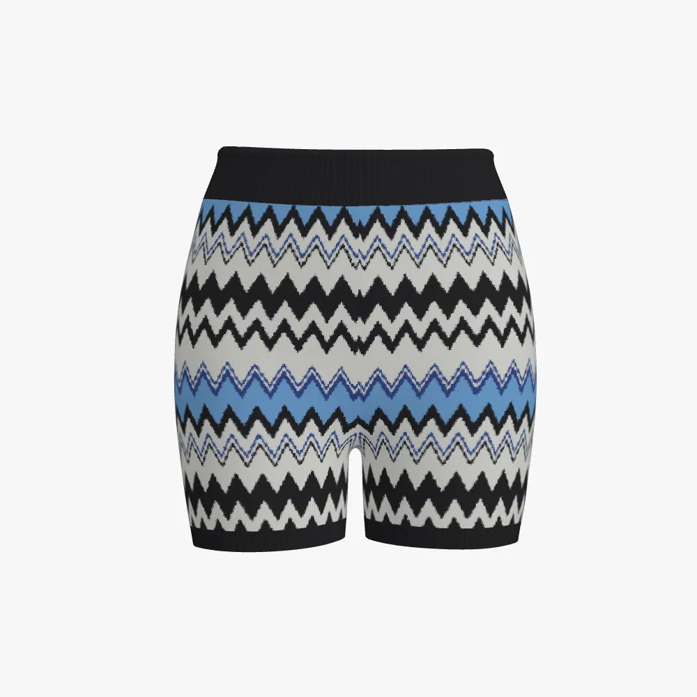 Women's Jacquard Biker Shorts | 12 GG | Light Blue | Grey | Electric Blue | Navy |