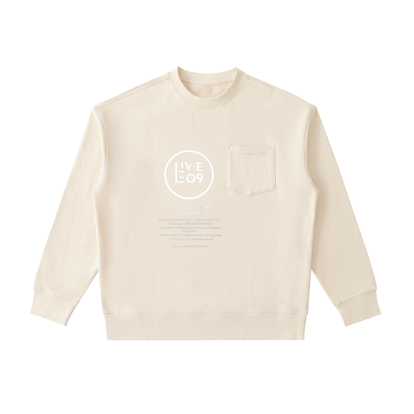 LIVELEO9 Heavyweight Patch Pocket Crewneck Sweatshirt | Men | Women | 380 GSM | 5 Colors |