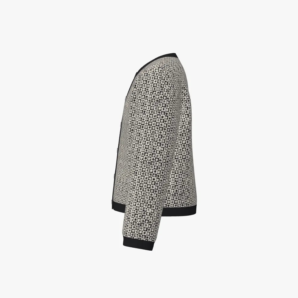 Kid's Round Neck Cardigan | 12 GG | Black | White |
