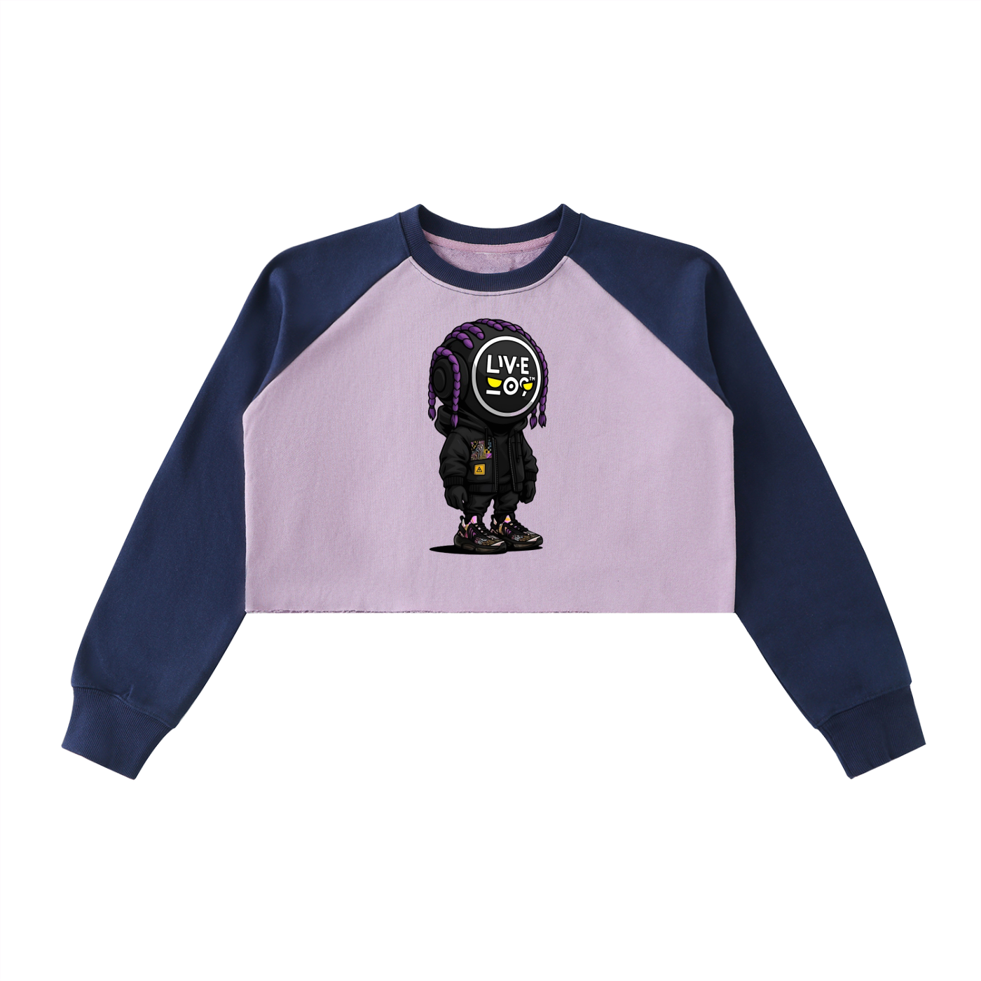 LIVELEO9 Raw-Hem Color-Block Raglan Crop Sweatshirt | Women's | 420 GSM |