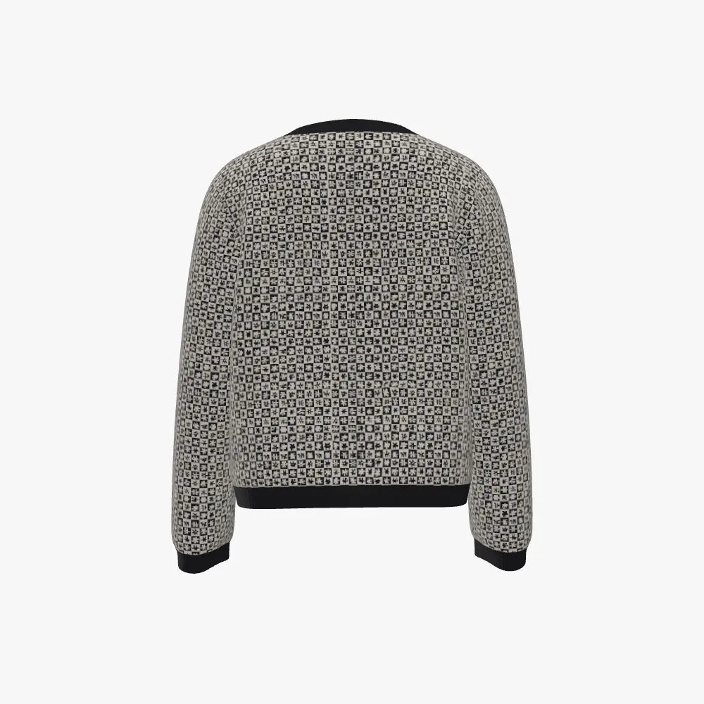 Kid's Round Neck Cardigan | 12 GG | Black | White |