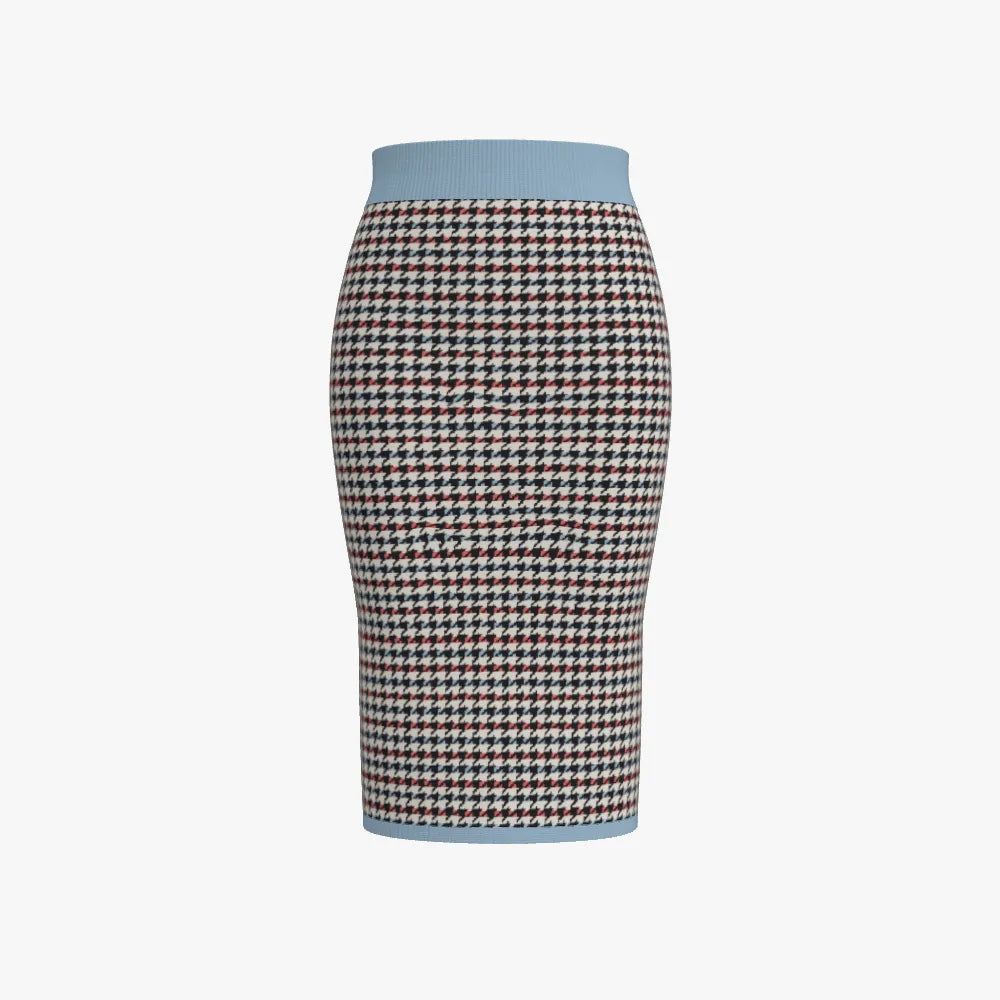 Women's Jacquard Pencil Skirt | 12 GG | Light Blue | Black | Orange | White | Yellow |