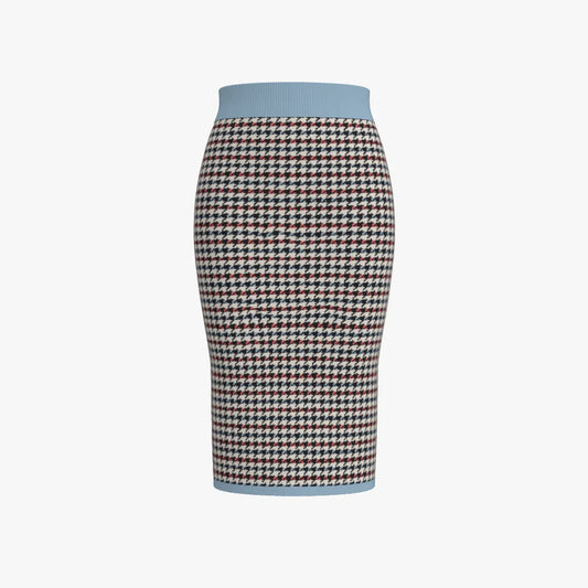 Women's Jacquard Pencil Skirt | 12 GG | Light Blue | Black | Orange | White | Yellow |