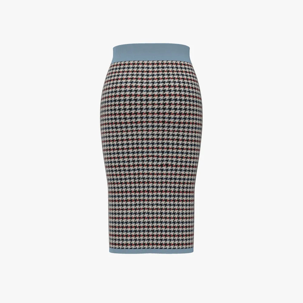 Women's Jacquard Pencil Skirt | 12 GG | Light Blue | Black | Orange | White | Yellow |