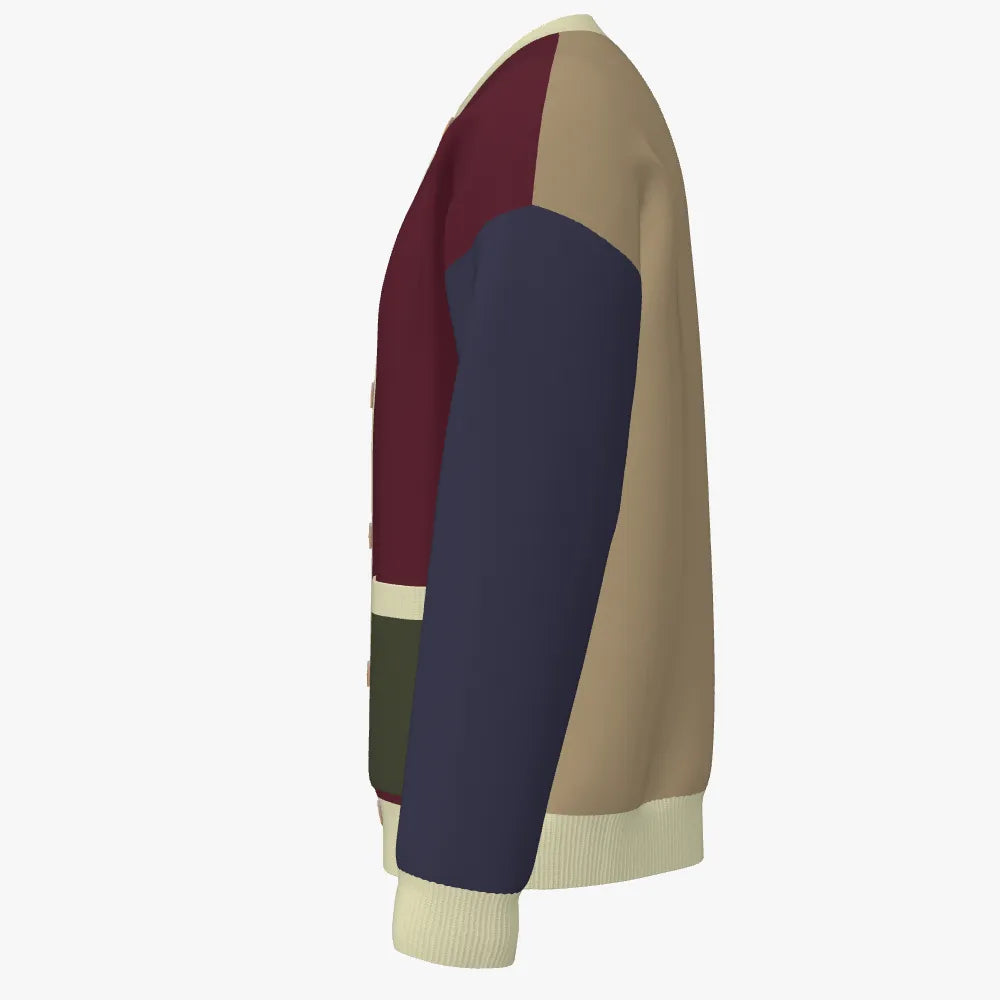 Men's Jacquard Over-sized Crew Neck Pocket Cardigan | 12 GG | Maroon | Navy | Forrest Green |Cream |