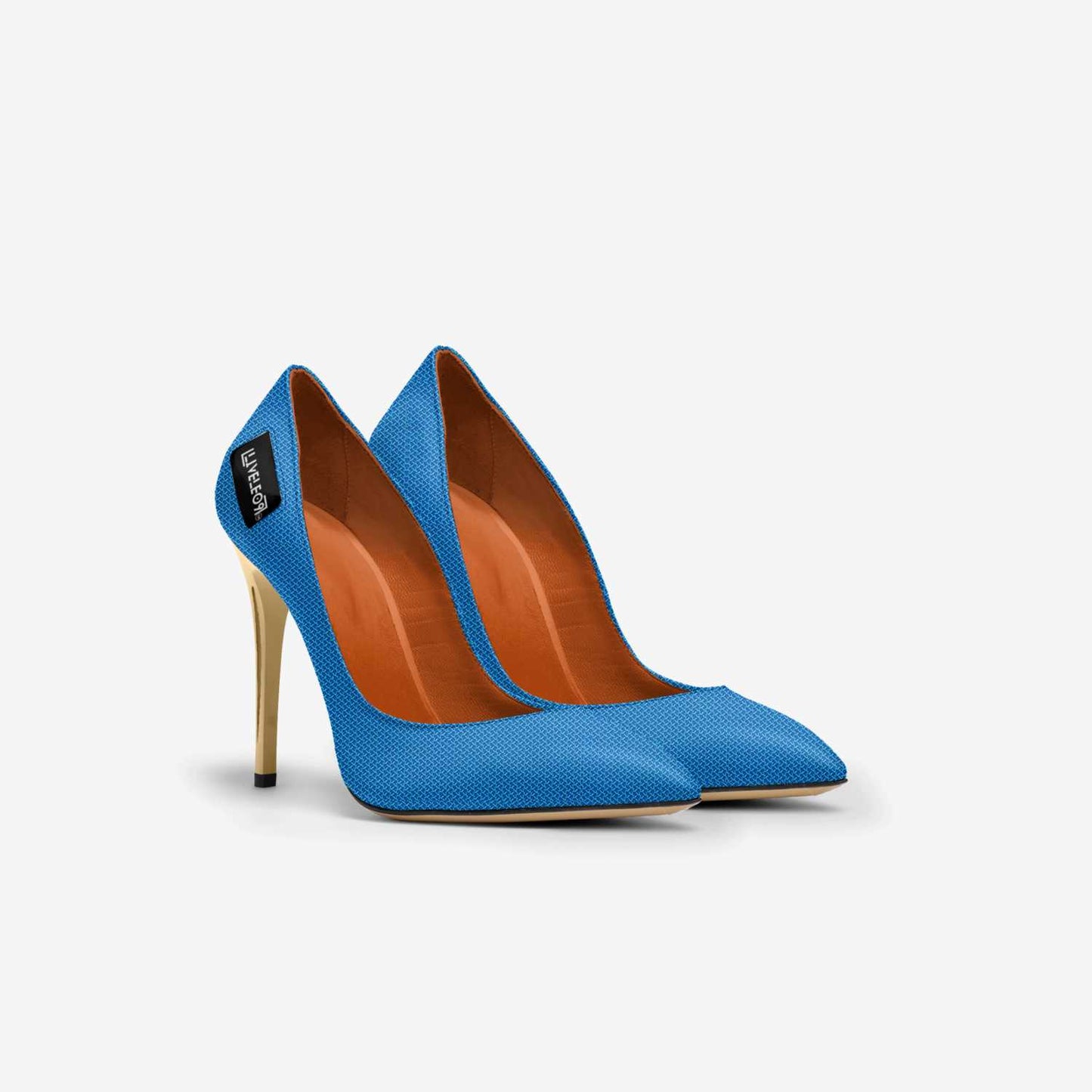 LIVELEO9 Gold Heel | Textured Blue | Gold | Brown |