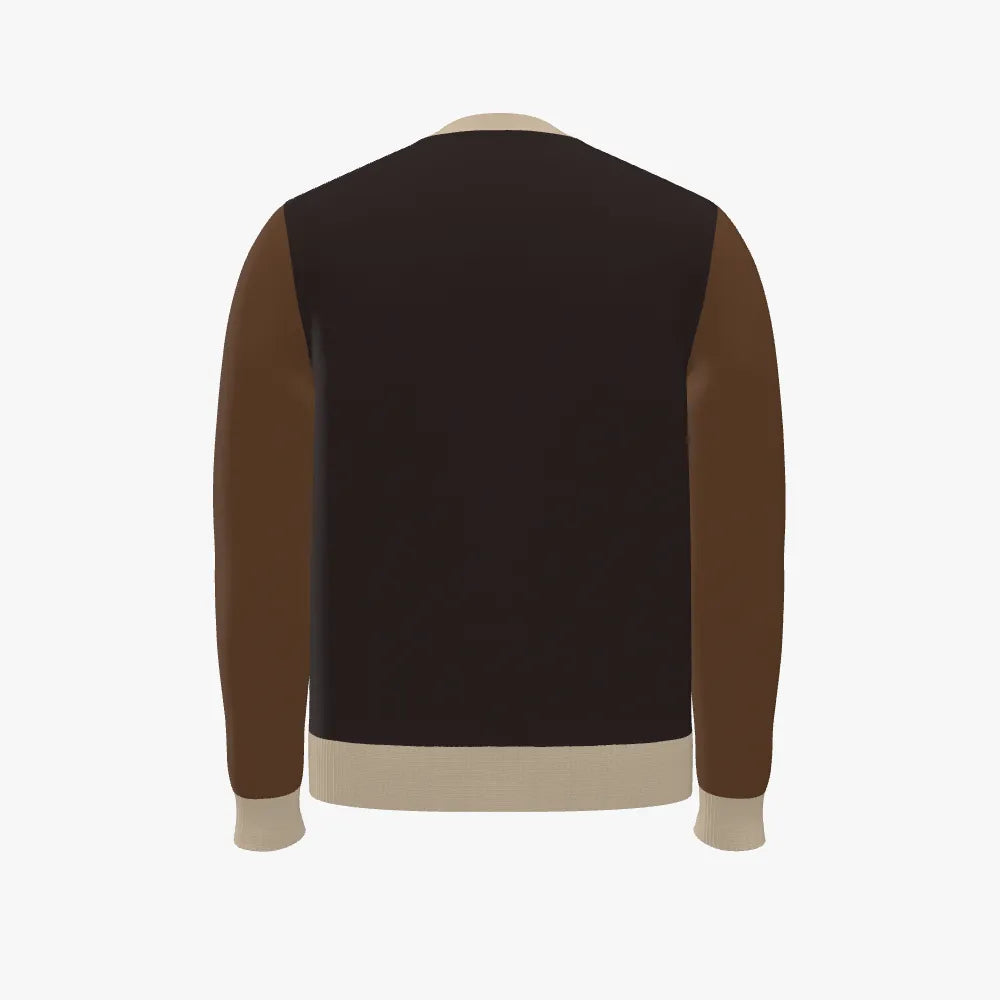 Men's Jacquard Crew Neck Pullover | 12 GG | Brown | Black | Cream |