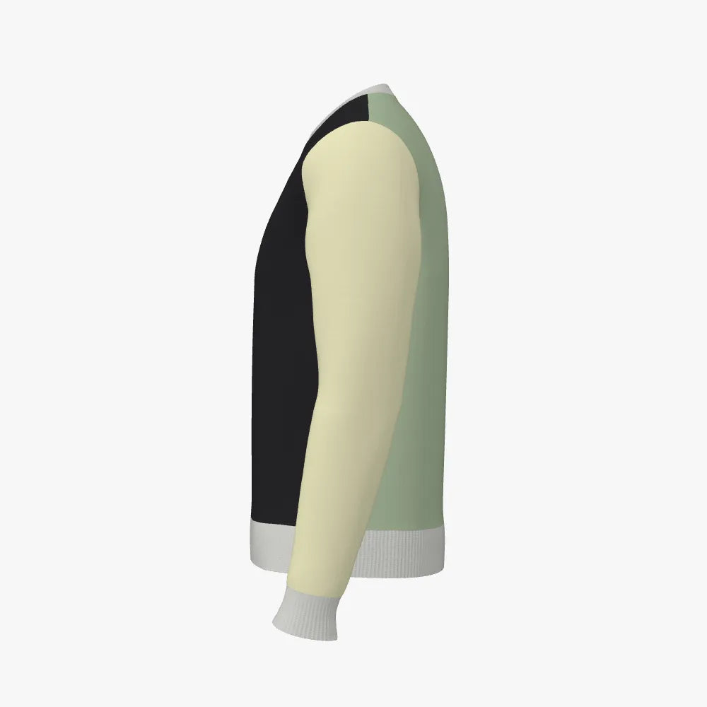 Men's Jacquard Crew Neck Pullover | 12 GG | Black | Olive | Cream | Grey |