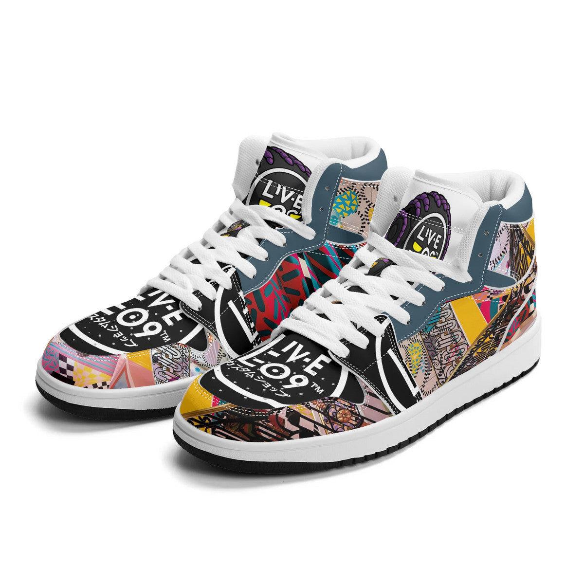 LIVELEO9 x AMIA High Top Mirage 2 | Adult | Logo Edition | White Laces | Vegan Collection |