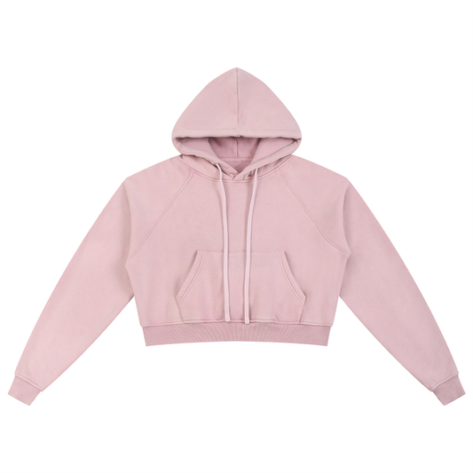 LIVELEO9 Snow Washed Cropped Hoodie | Women | 355 GSM | 4 Colors |