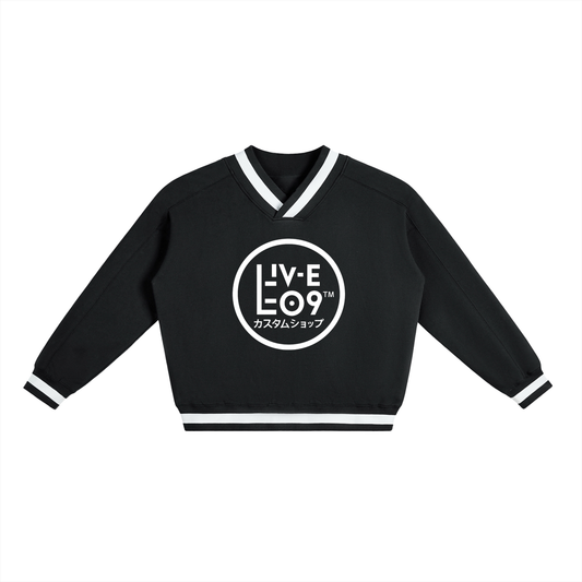 LIVELEO9 V-Neck Varsity Boxy Sweatshirt | Men | Women | 380 GSM |