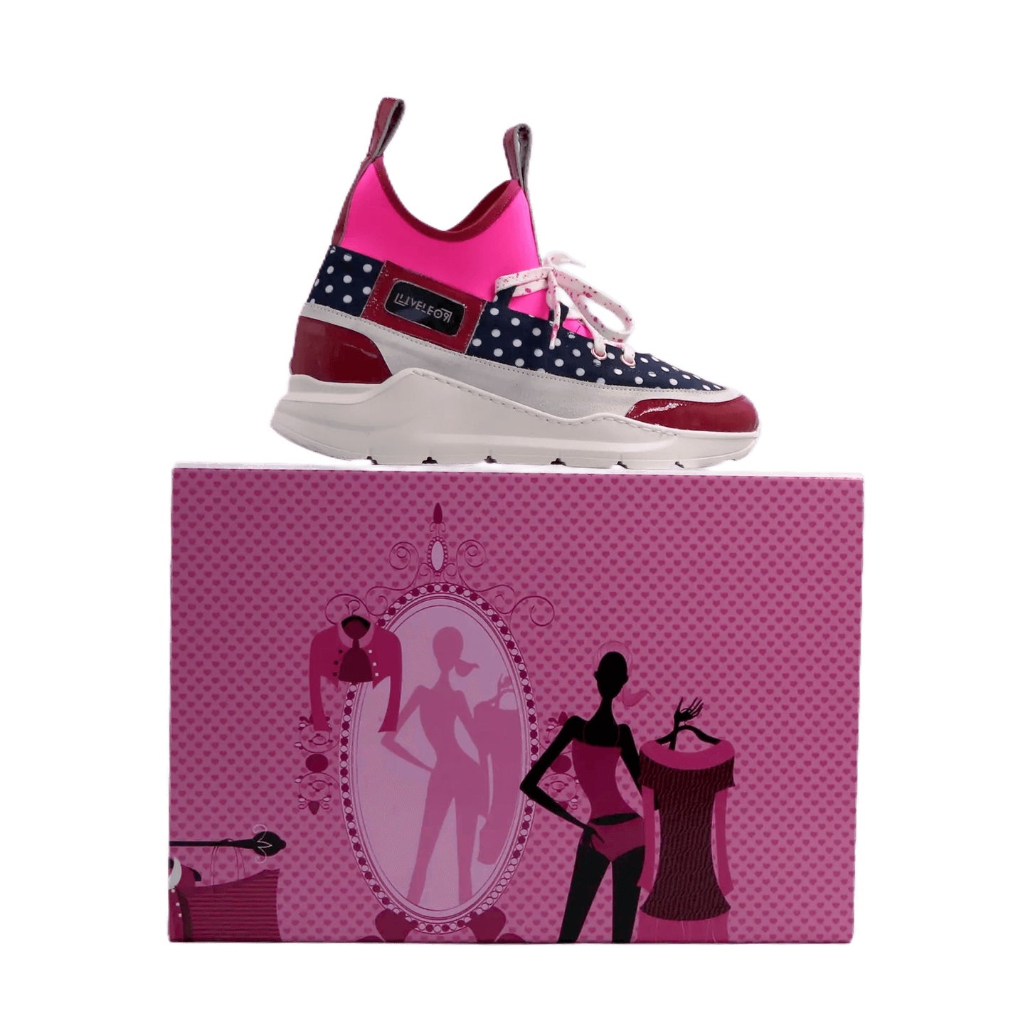 LIVELEO9  Sock Sneaker | Pink | Fuchsia | Navy | White | Polk a Dots |