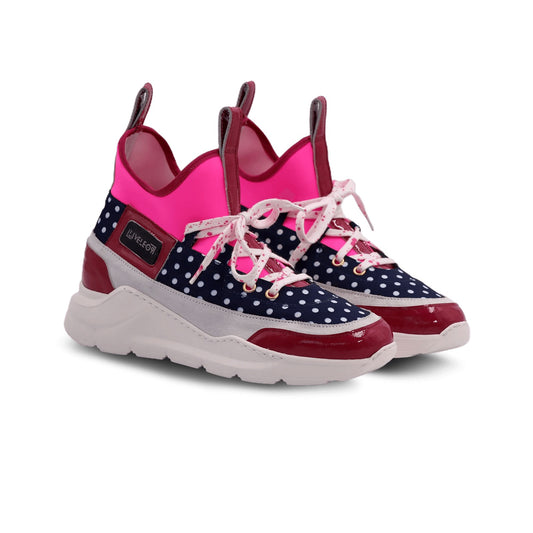 LIVELEO9  Sock Sneaker | Pink | Fuchsia | Navy | White | Polk a Dots |