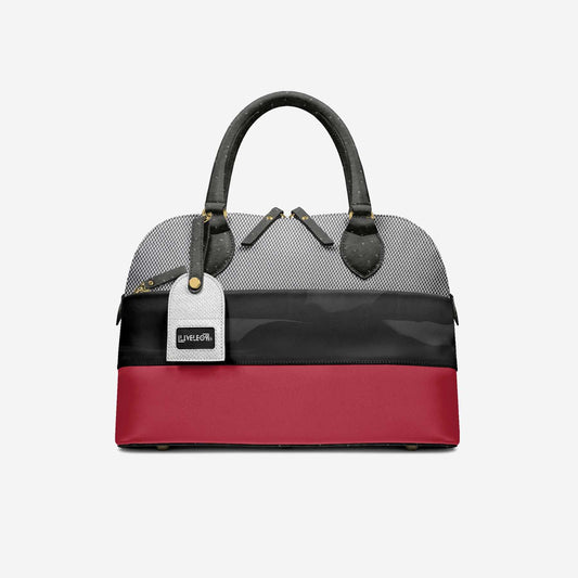 LIVELEO9  Hounds Tooth Chic Bucket Bag | Red | Black Patent Leather | White |