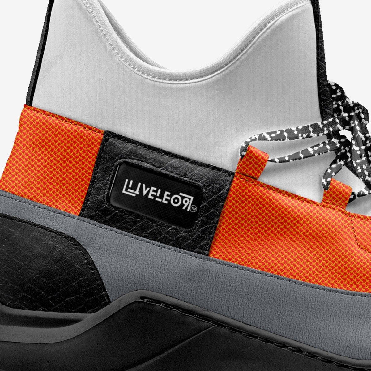 LIVELEO9 Sock Sneaker | Texture Orange | Grey | Black Python |