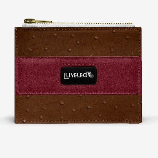 LIVELEO9 Ostrich Wallet | Brown | Red | Yellow |