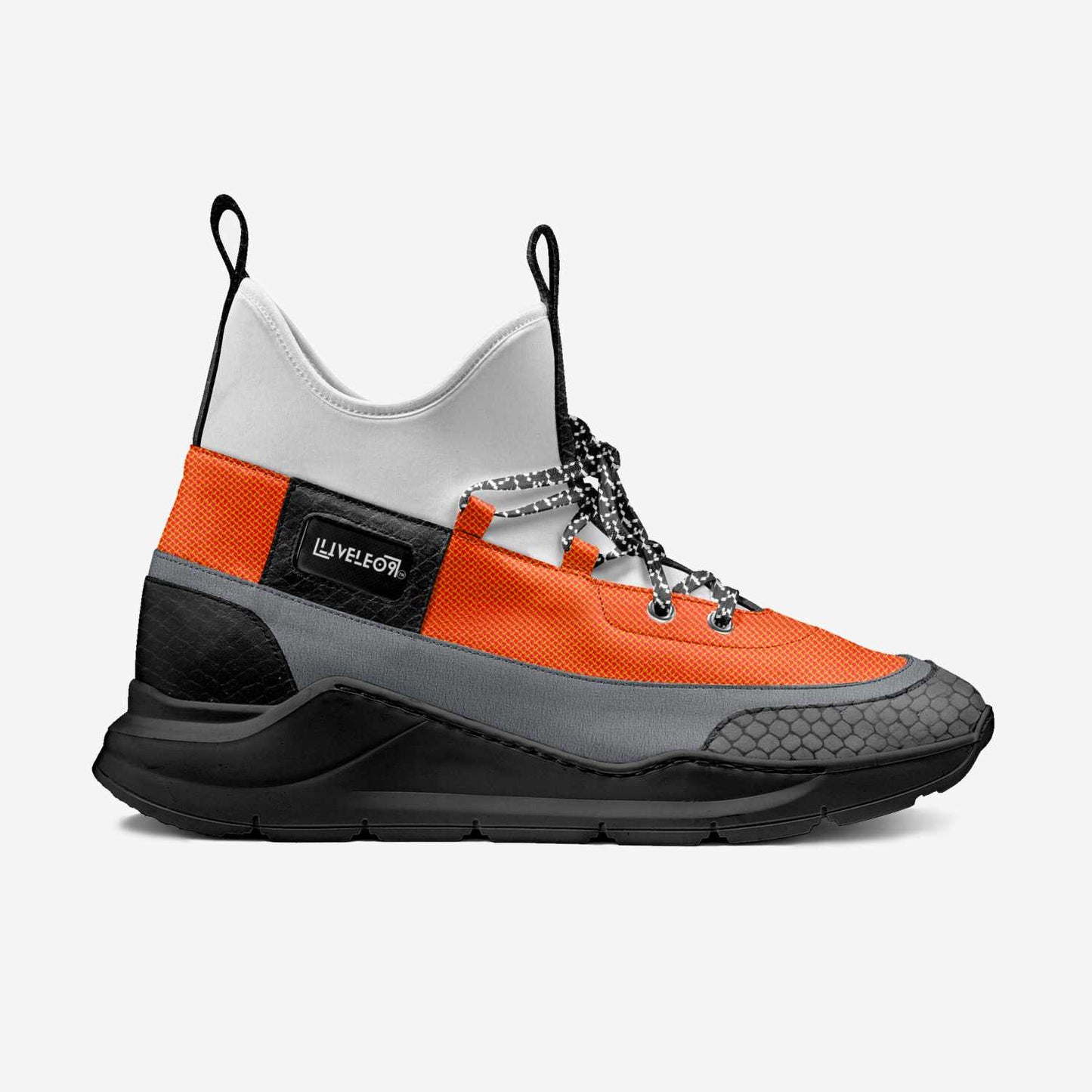 LIVELEO9 Sock Sneaker | Texture Orange | Grey | Black Python |